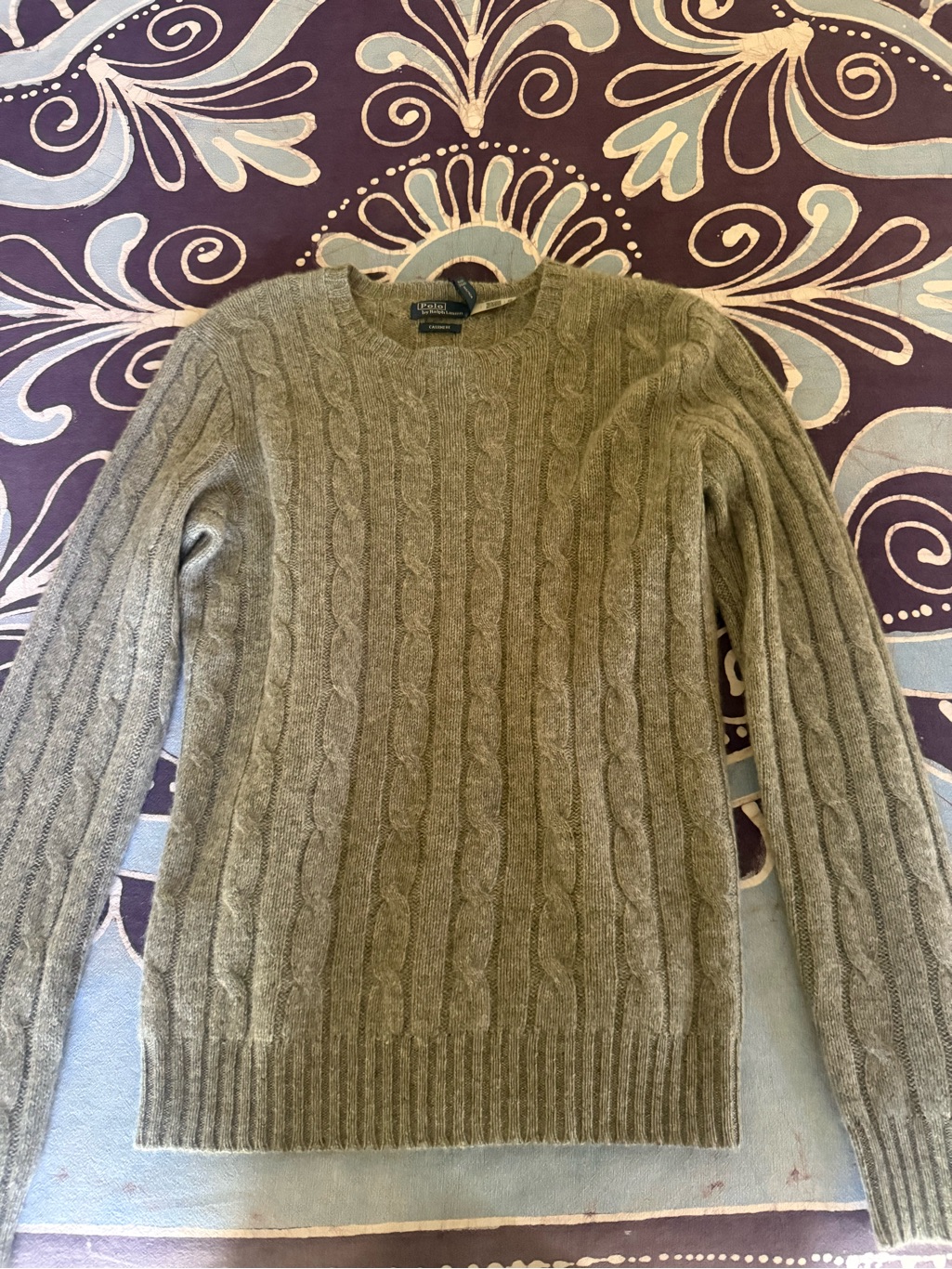 Polo Ralph Lauren Grey Cable Knit Cashmere Sweater